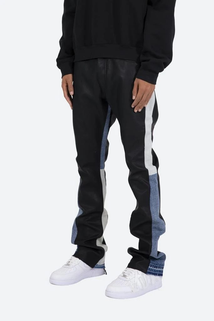 商品MNML|B417 Leather Flare Pants - Black/Blue,价格¥351,第3张图片详细描述