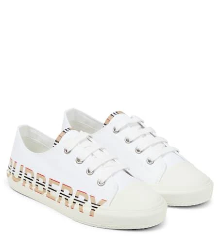 商品Burberry|Logo cotton gabardine sneakers,价格¥2238,第1张图片