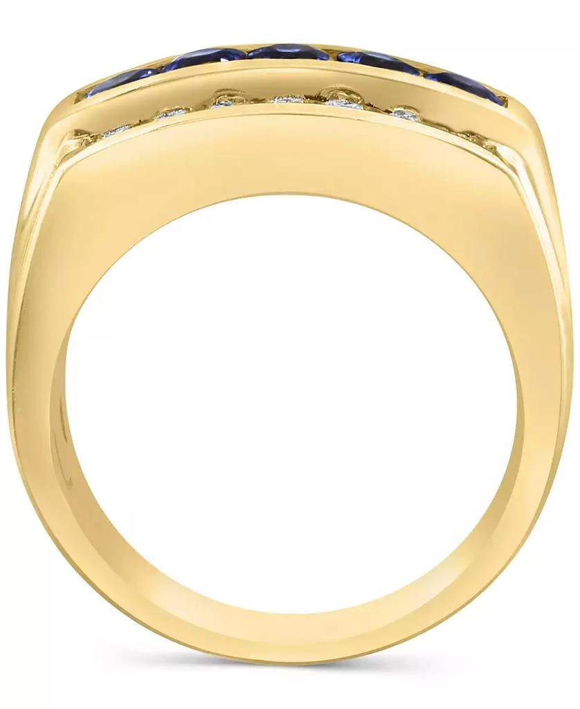 商品Effy|EFFY® Men's Sapphire (5/8 ct. t.w.) & White Sapphire (1-3/8 ct. t.w.) Three Row Ring in 10k Yellow Gold,价格¥16829,第3张图片详细描述