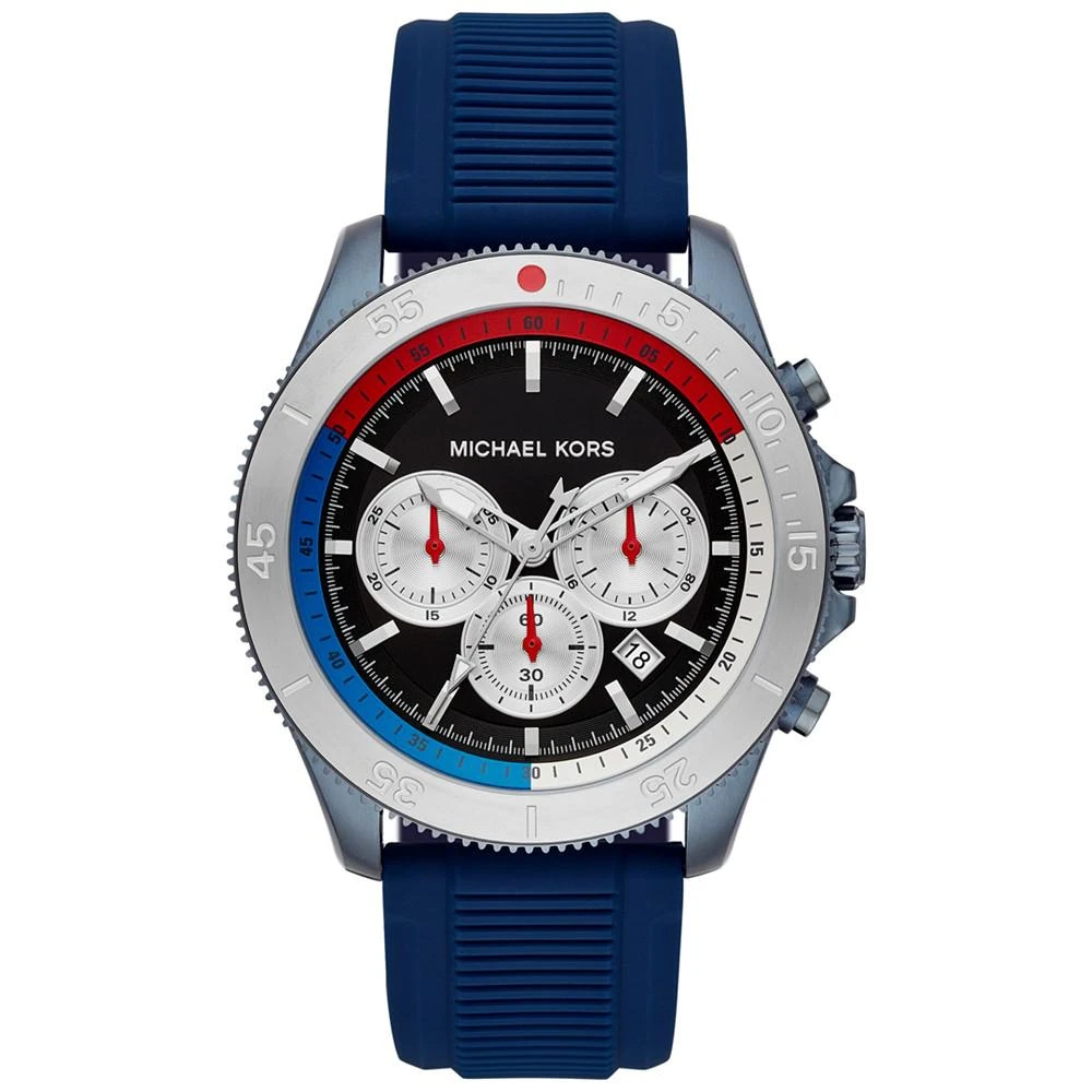 商品Michael Kors|Men's Chronograph Cortlandt Sport Navy Silicone Strap Watch 45mm,价格¥1132,第1张图片