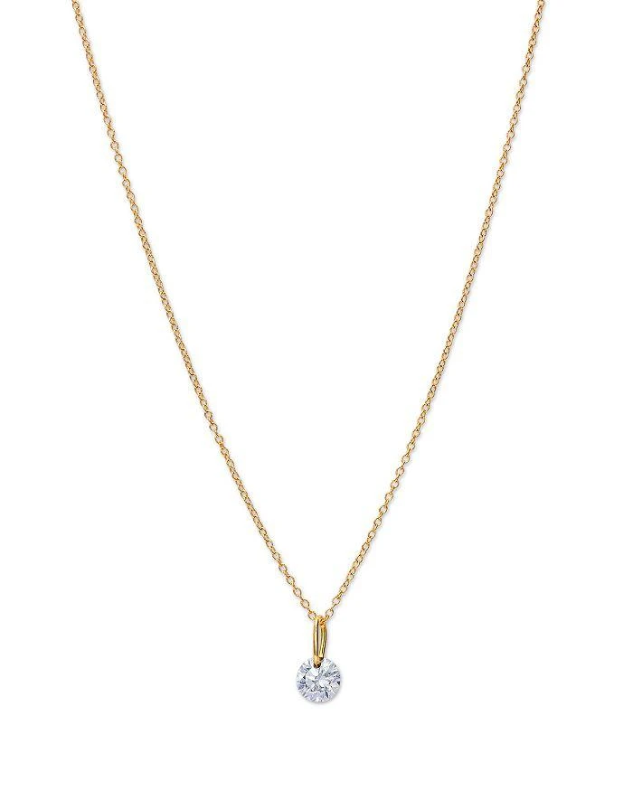 商品Moon & Meadow|14K Yellow Gold Lab Grown Diamond Solitaire Pendant Necklace, 16-20",价格¥4160,第1张图片详细描述