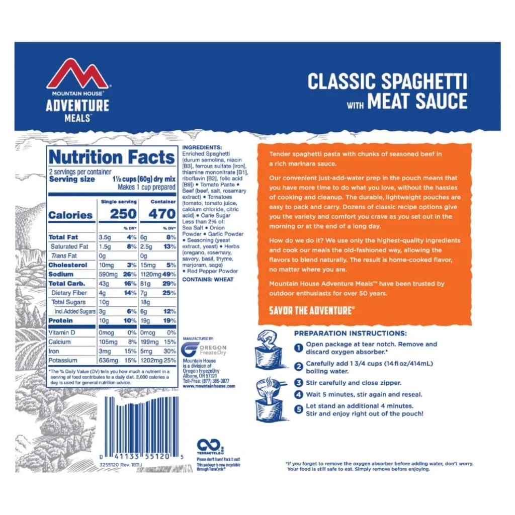 商品Mountain House|Mountain House Classic Spaghetti Meat Sauce Freeze Dried Meal,价格¥96,第3张图片详细描述
