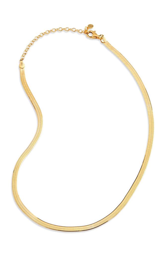 18K Gold Vermeil Sterling Silver Thin Herringbone Necklace商品第1张图片规格展示