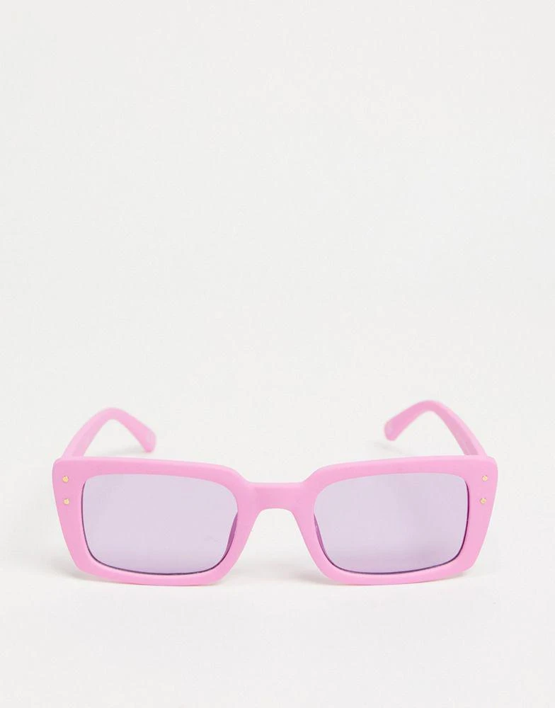 商品ASOS|ASOS DESIGN mid square sunglasses with metal stud detailing in purple,价格¥88,第2张图片详细描述