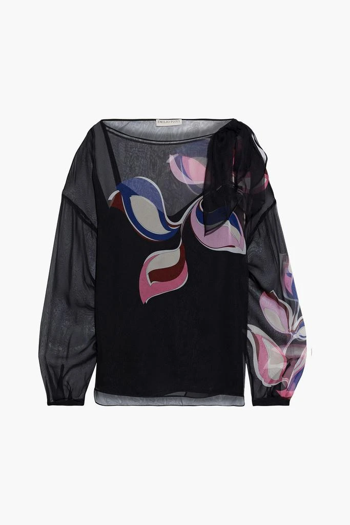 商品EMILIO PUCCI|Knotted printed silk-chiffon blouse,价格¥2294,第3张图片详细描述