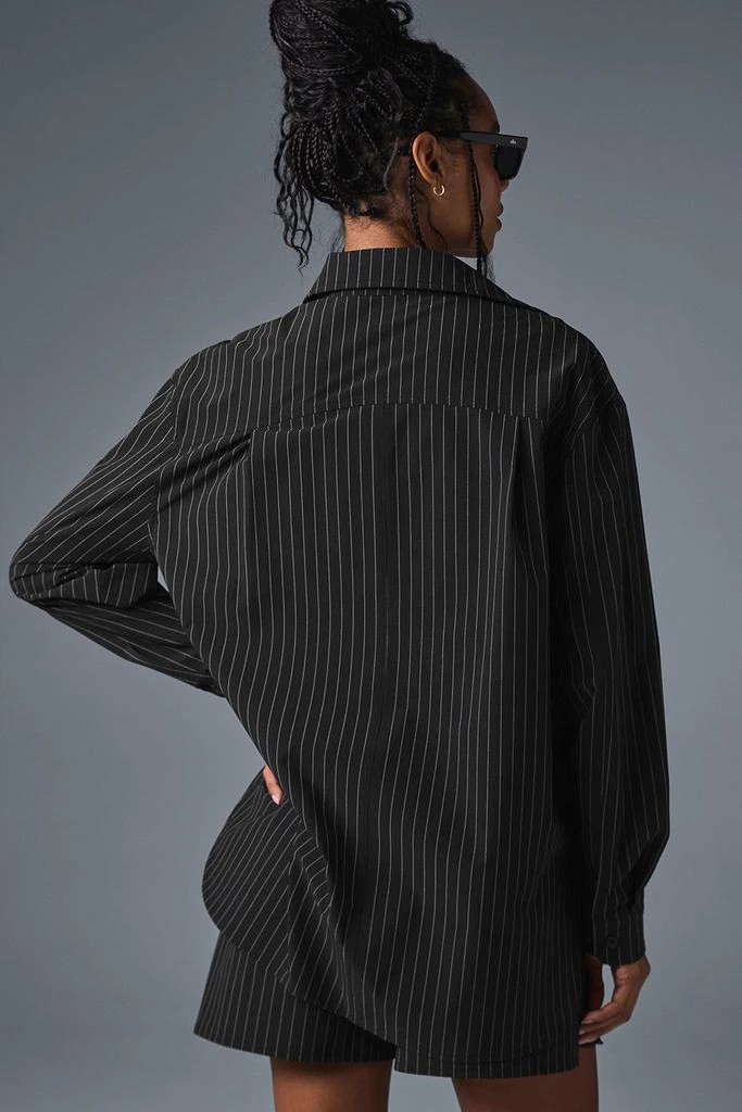 商品Alo|Pinstripe Daylight Button Down Long Sleeve - Black/Titanium,价格¥976,第3张图片详细描述