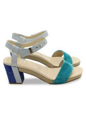 Roger Vivier Ankle Strap Sandals In Blue Suede And Leather Sandals商品第2张图片规格展示