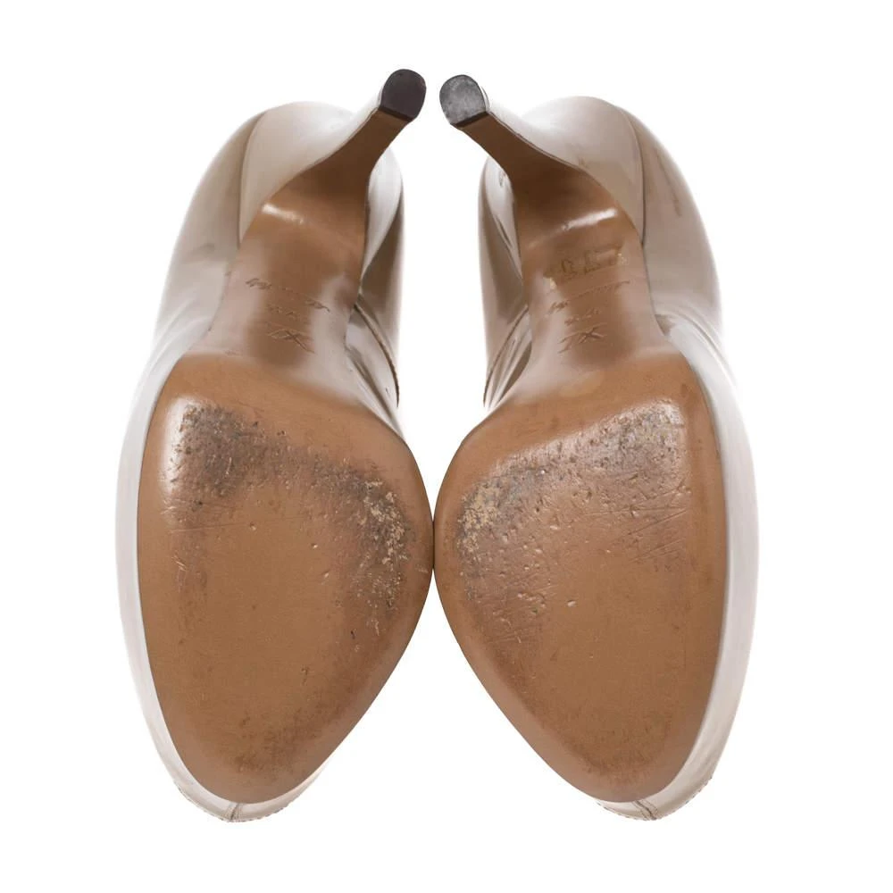 Louis Vuitton Beige Glitter Patent Leather Oh Really! Peep Toe Platform Pumps Size 37.5 商品