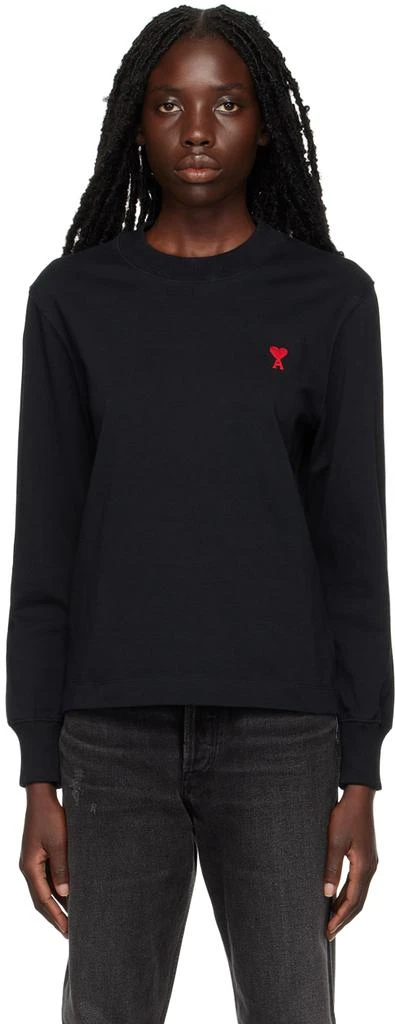 商品AMI|Black Ami de Cœur Long Sleeve T-Shirt,价格¥1624,第1张图片