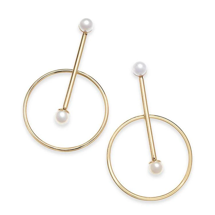 商品INC International|I.N.C. Gold-Tone Imitation Pearl Circle Drop Earrings, Created for Macy's,价格¥51,第1张图片