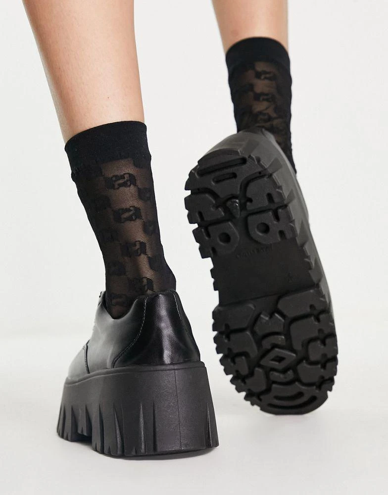 商品ASOS|ASOS DESIGN Meteor chunky lace up flat shoes in black,价格¥205,第2张图片详细描述