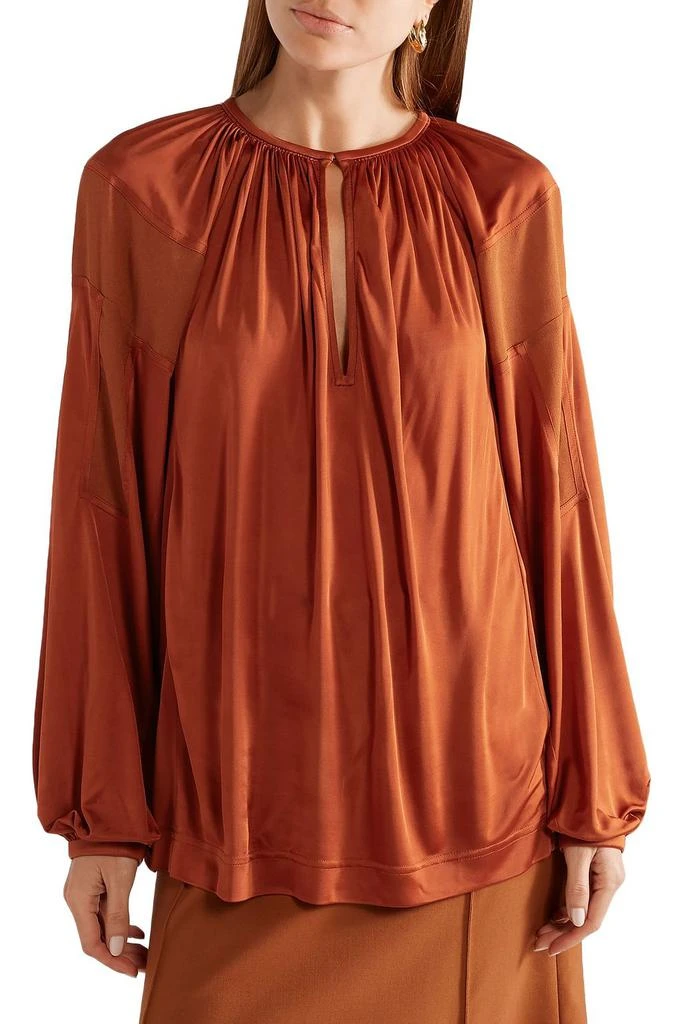 商品Chloé|Crepe-paneled satin-jersey blouse,价格¥4989,第5张图片详细描述
