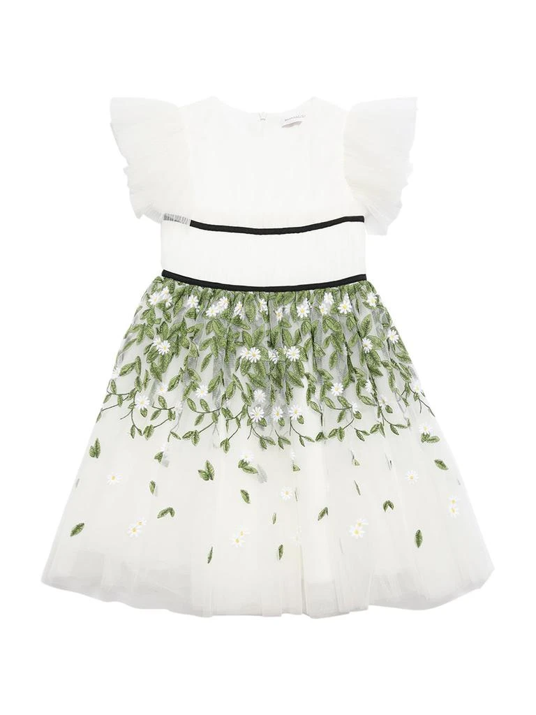 商品MONNALISA|Flowers Embroidered Tulle Dress,价格¥1989,第1张图片