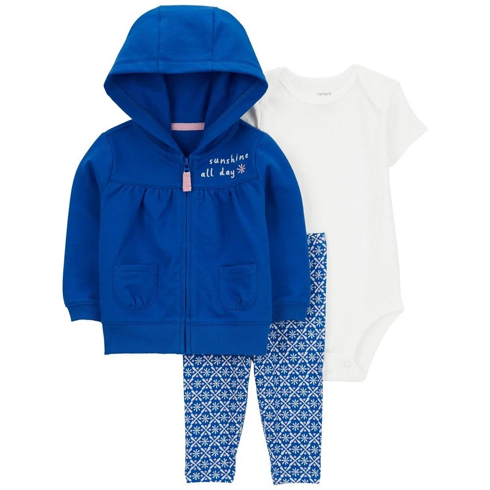 商品Carter's|Baby Girls Little Jacket, Bodysuit and Pants, 3 Piece Set,价格¥130,第1张图片