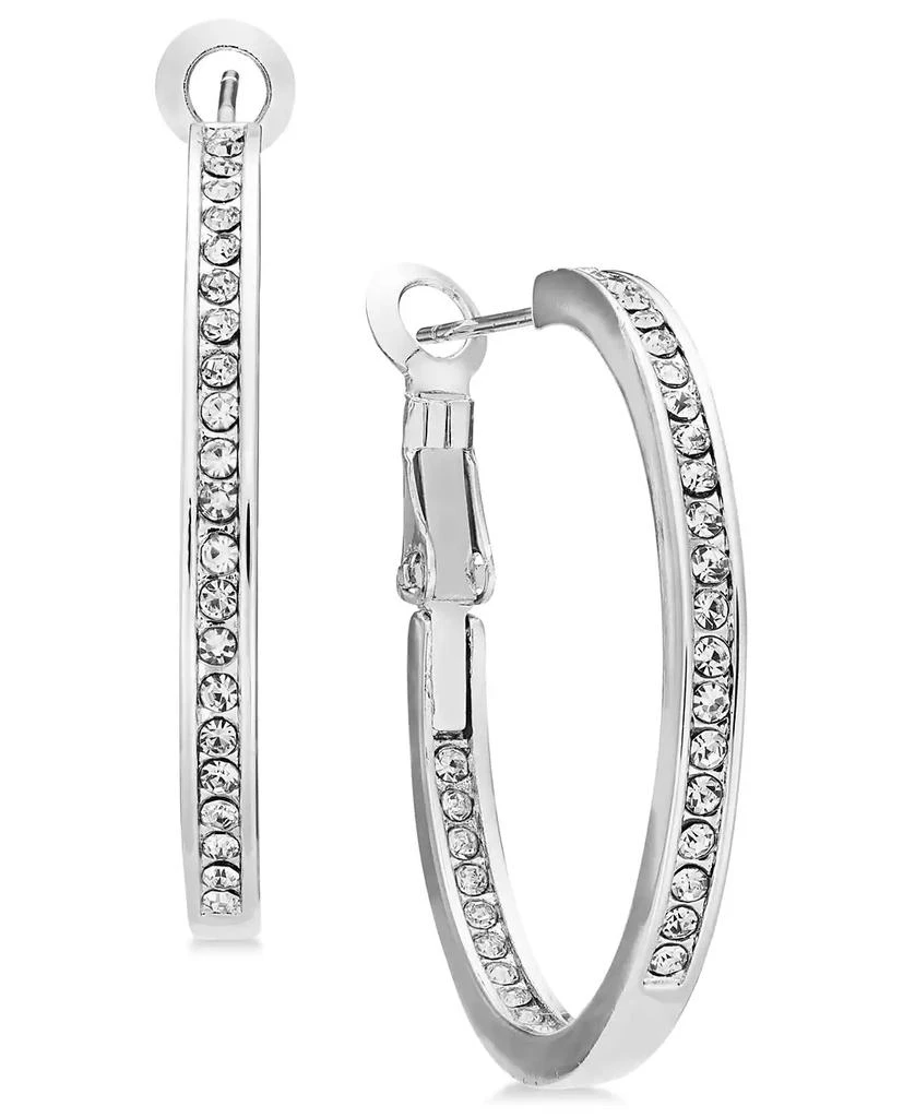 商品Essentials|Medium Crystal Inside Out Medium Hoop Silver Plate Earrings,价格¥106,第1张图片