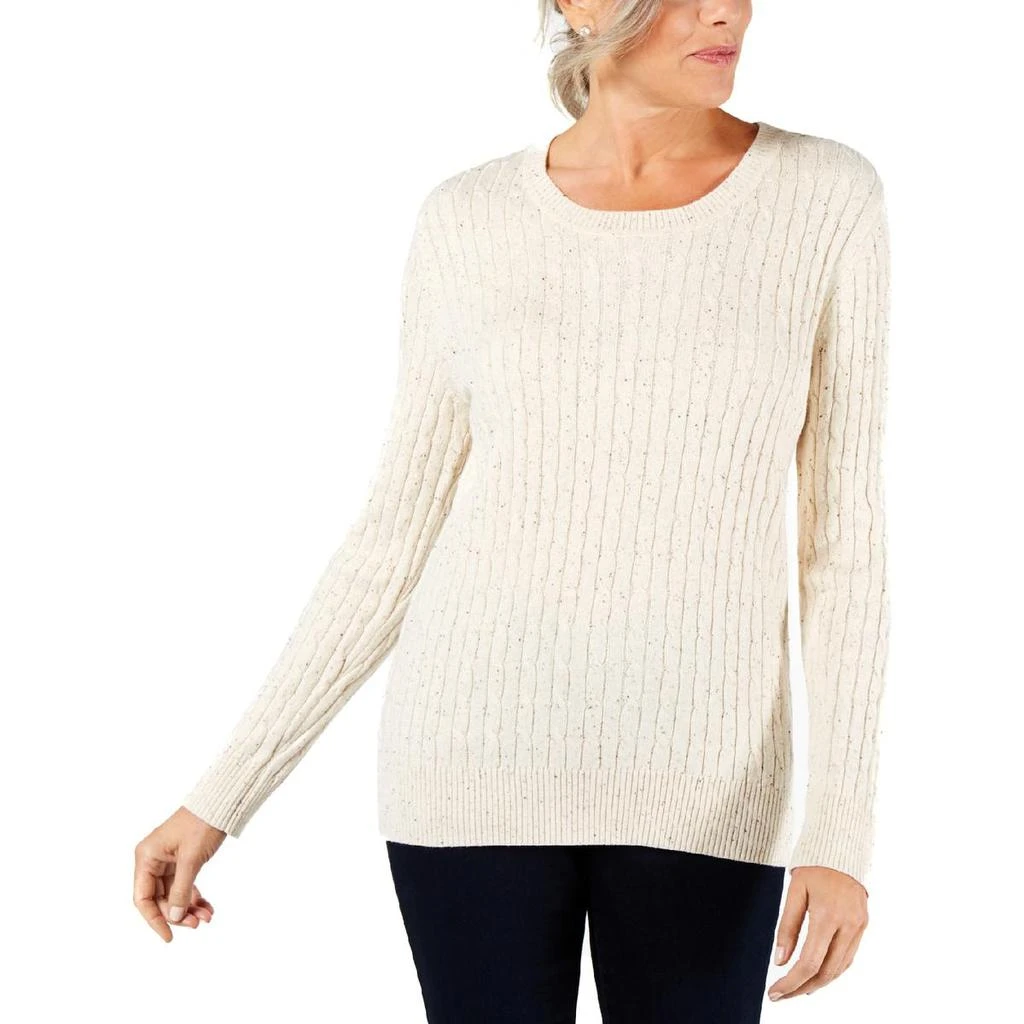 商品Karen Scott|Karen Scott Womens Cable Knit Ribbed Trim Pullover Sweater,价格¥85,第1张图片