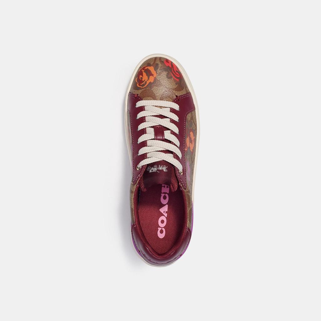 商品Coach|Coach Outlet Clip Low Top Sneaker In Signature Canvas With Floral Print,价格¥1050,第4张图片详细描述