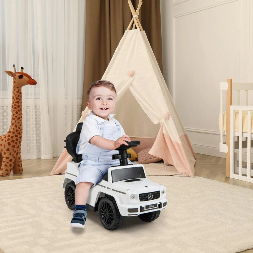 商品Hivvago|3-In-1 Ride on Push Car Mercedes Benz G350 Stroller Sliding Car with Canopy-White,价格¥812,第2张图片详细描述