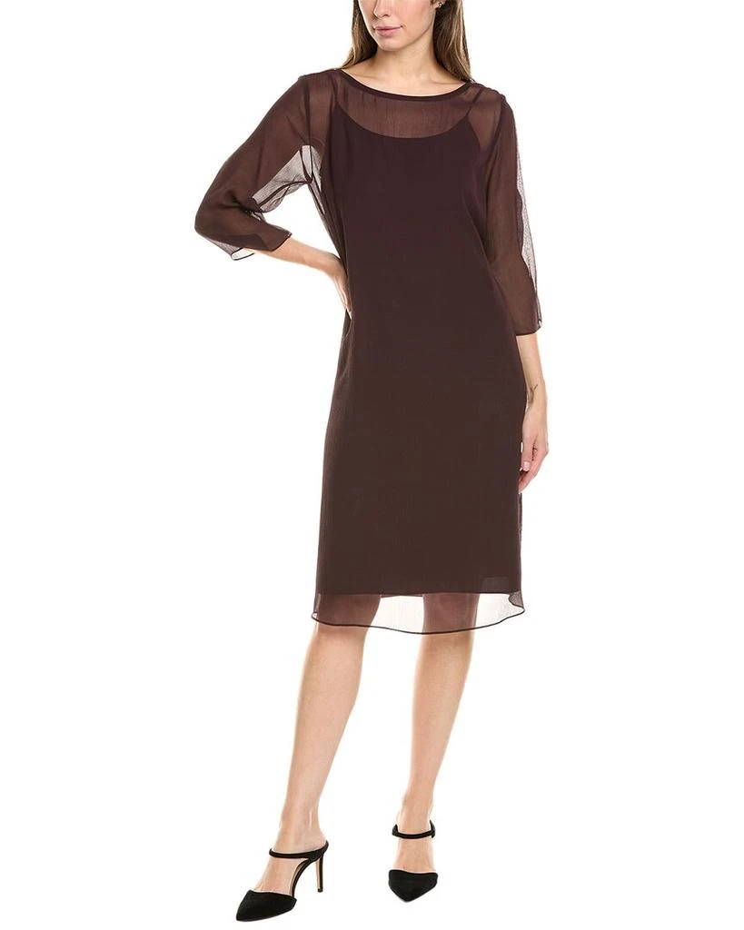 商品Eileen Fisher|EILEEN FISHER Bateau Neck Silk Shift Dress,价格¥594,第1张图片