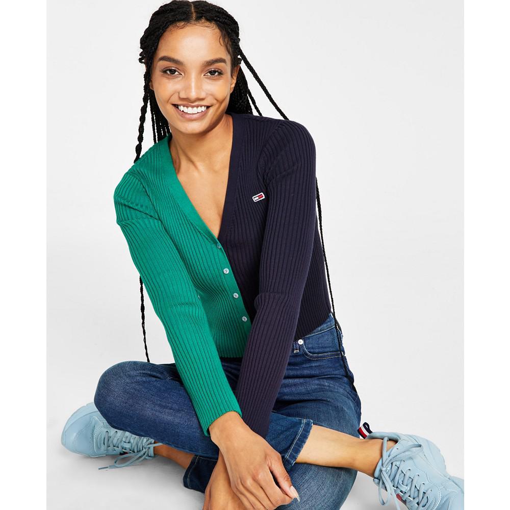 商品Tommy Jeans|Women’s V-Neck Pullover Colorblock Sweater,价格¥588,第5张图片详细描述