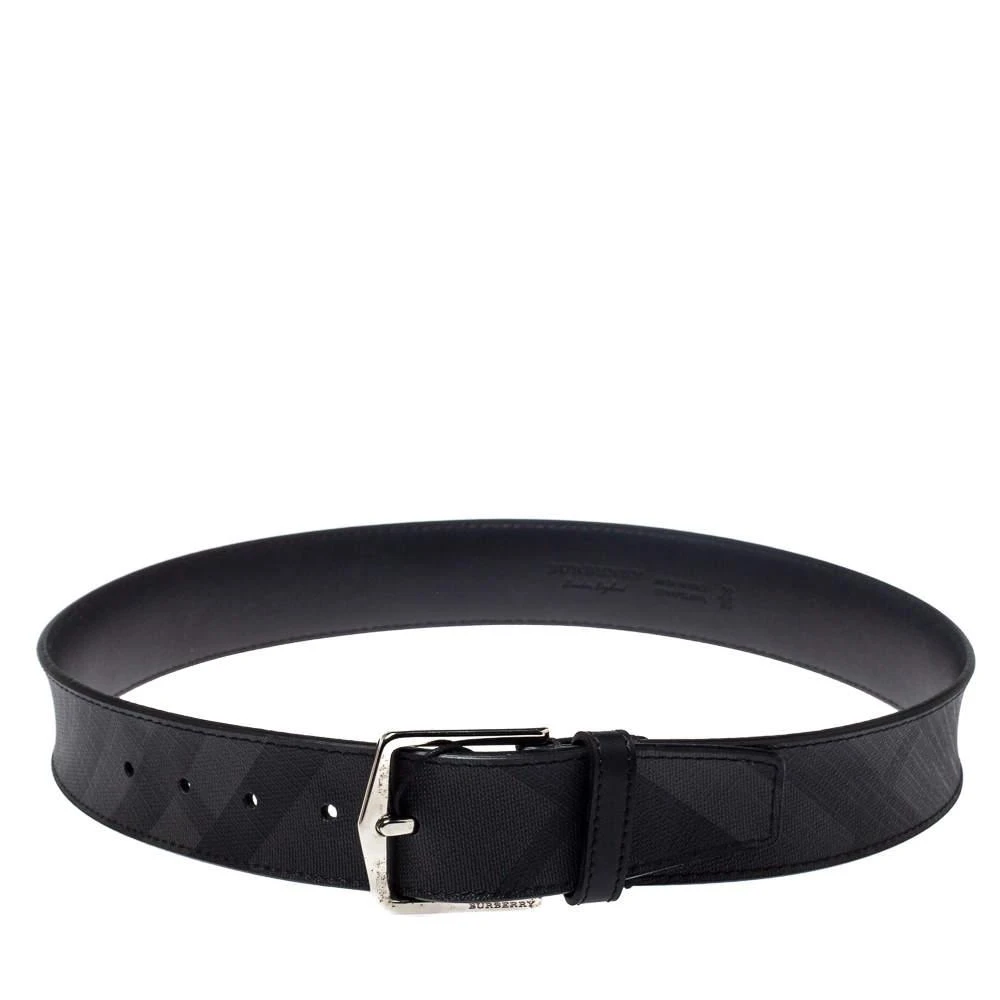 商品Burberry|Burberry Grey Smoked Check Coated Canvas Joe Buckle Belt 80CM,价格¥1115,第1张图片