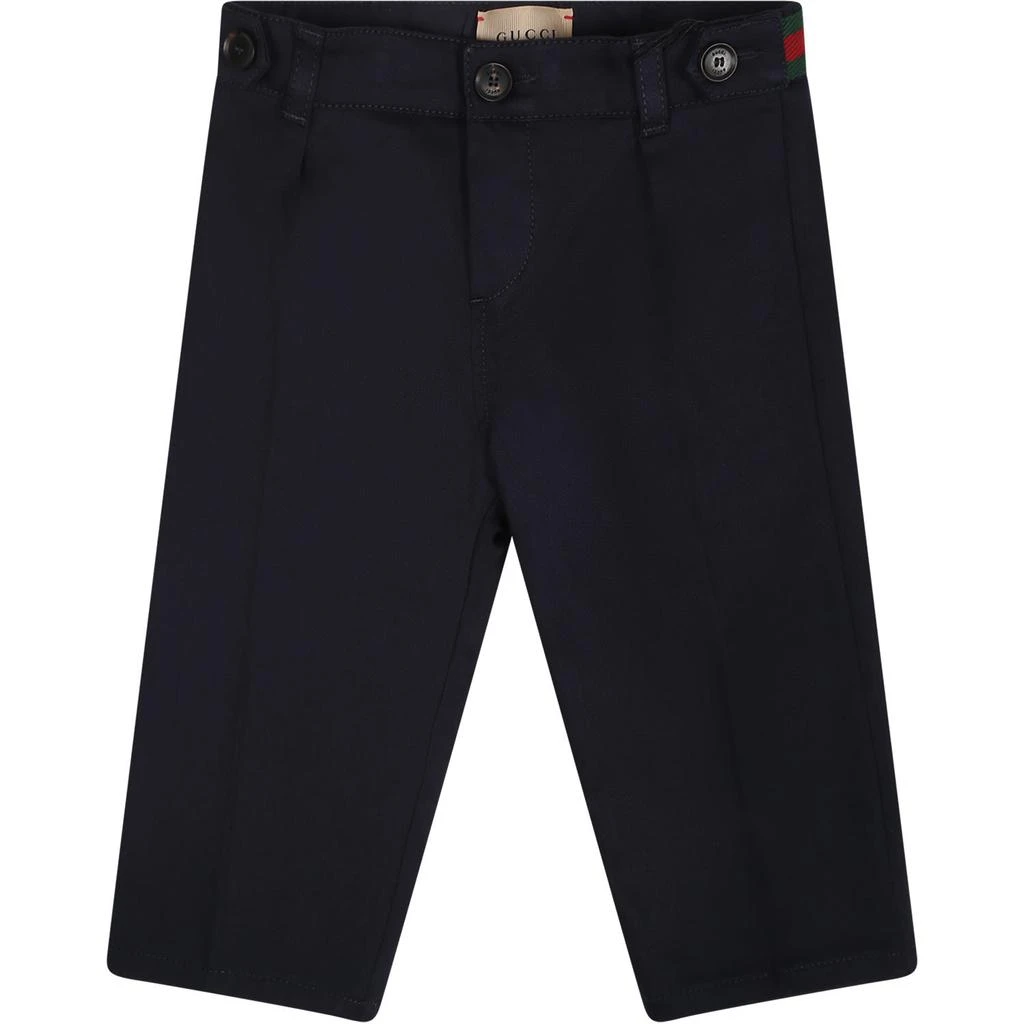 商品Gucci|Blue Trousers For Baby Boy With Web Detail,价格¥3832,第1张图片