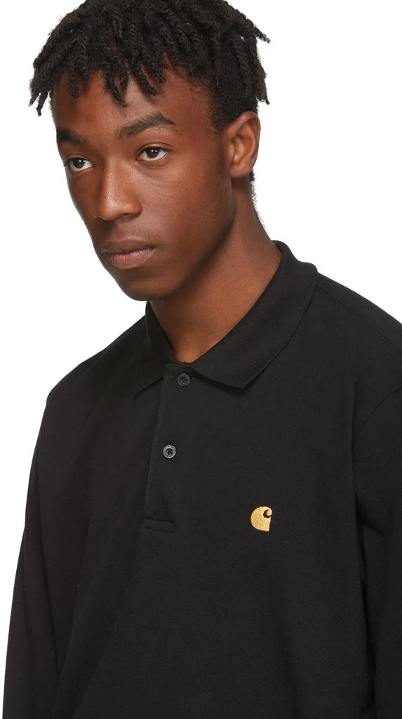 商品Carhartt WIP|Black Piqué Chase Long Sleeve Polo Polo衫,价格¥322,第4张图片详细描述