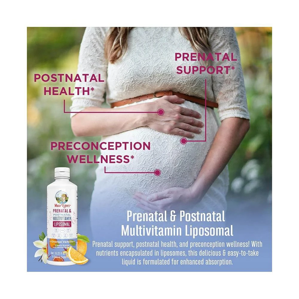 商品MaryRuth Organics|Prenatal Multivitamin Liposomal, Vanilla Peach, 16oz,价格¥335,第2张图片详细描述