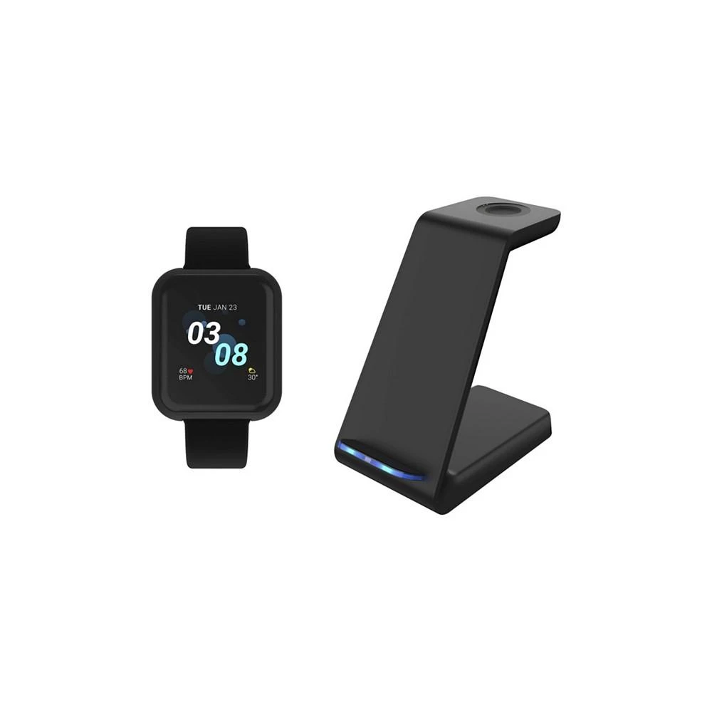 商品iTouch|Unisex Air 3 Black Silicone Strap Smartwatch with 3 in 1 Wireless Charging Station Set,价格¥447,第1张图片
