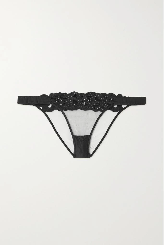 商品L'Agent by Agent Provocateur|Angelinna 水晶缀饰凸花蕾丝缎布边饰绢网三角裤,价格¥1027,第1张图片