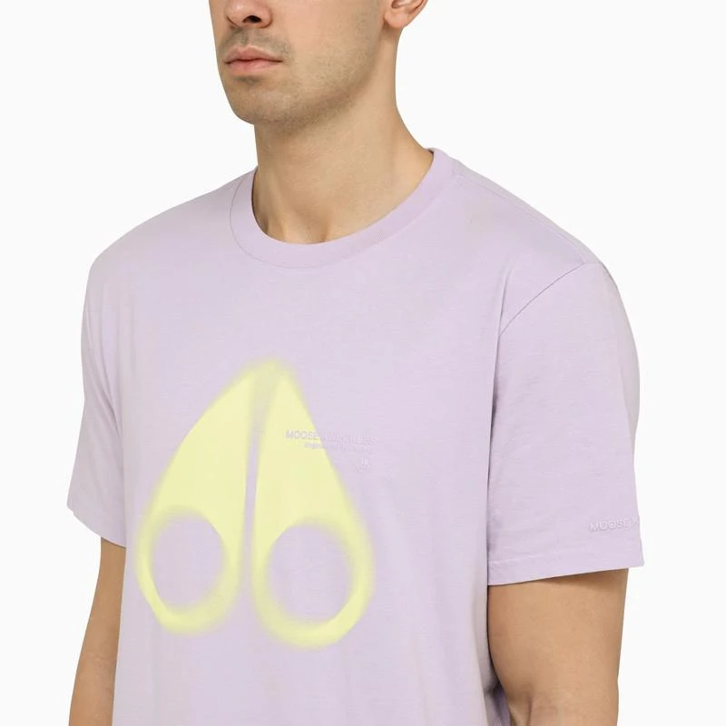 商品Moose Knuckles|Orchid-coloured cotton T-shirt with logo print,价格¥699,第4张图片详细描述