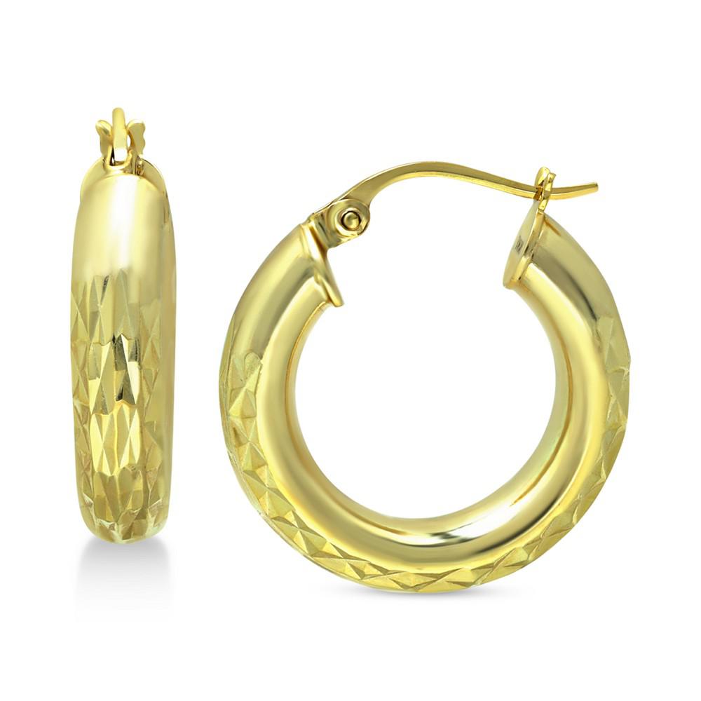 Small Textured Hoop Earrings in 18k Gold-Plated Sterling Silver, 1" Created for Macy's商品第1张图片规格展示