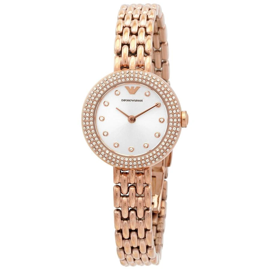 商品Emporio Armani|Rosa Quartz Crystal Silver Dial Ladies Watch AR11415,价格¥943,第1张图片
