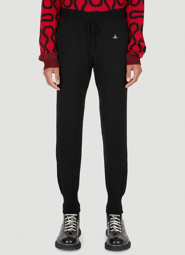 商品Vivienne Westwood|Logo Patch Knitted Track Pants in Black,价格¥948,第1张图片