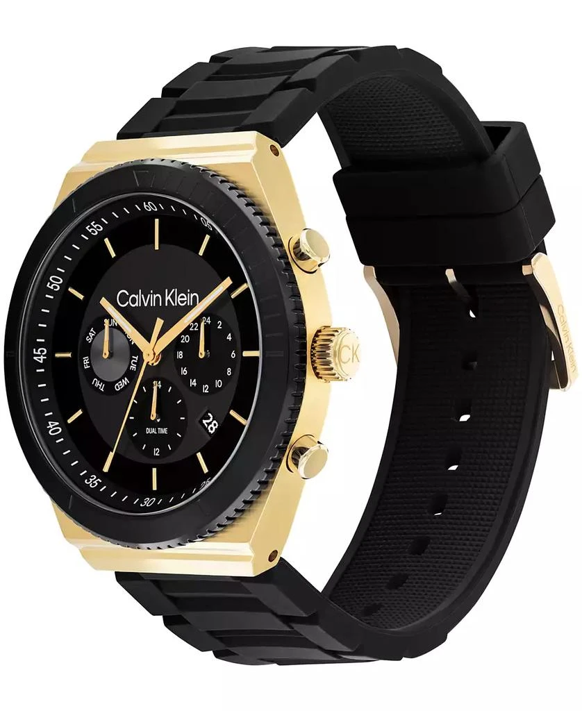 商品Calvin Klein|Men's Black Silicone Strap Watch 44.5mm,价格¥897,第2张图片详细描述