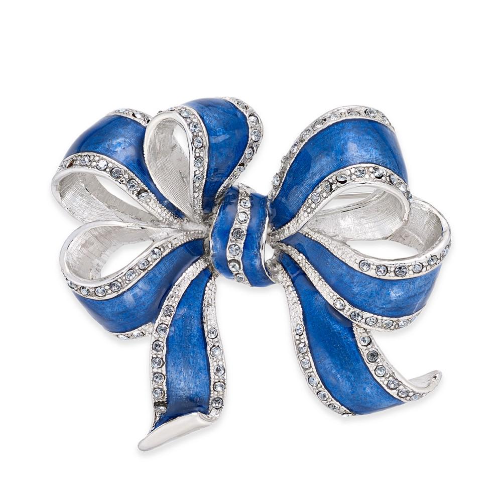 Silver-Tone & Blue Pavé Bow Pin, Created for Macy's商品第1张图片规格展示