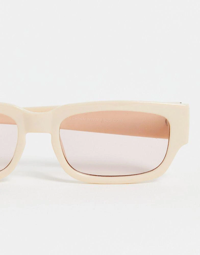 商品ASOS|ASOS DESIGN frame square sunglasses in milky white  - WHITE,价格¥40,第2张图片详细描述