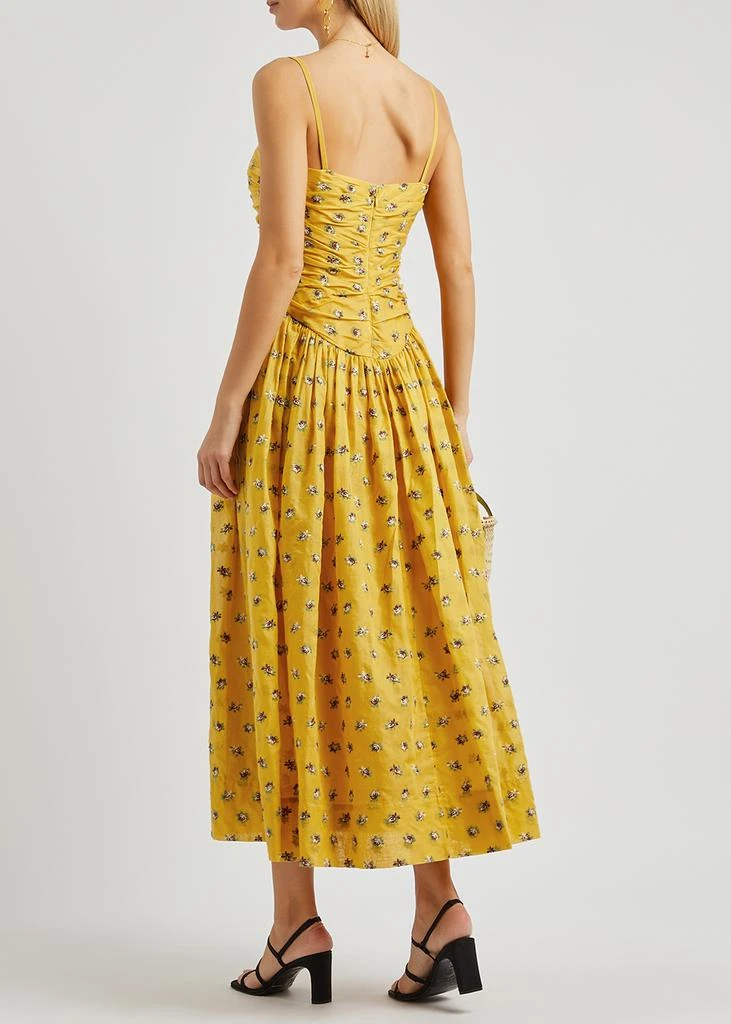 商品Tory Burch|Yellow floral-embroidered cotton dress,价格¥13374,第3张图片详细描述