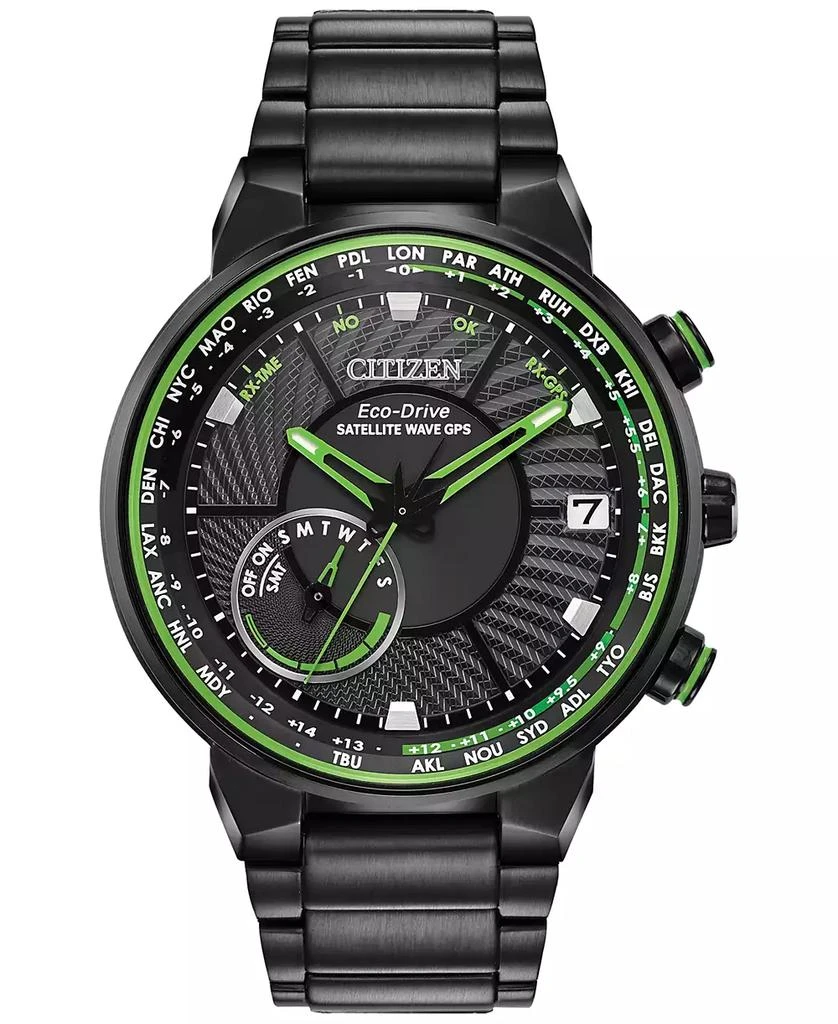 商品Citizen|Eco-Drive Men's Satellite Wave GPS Black-Tone Stainless Steel Bracelet Watch 44mm,价格¥5393,第1张图片
