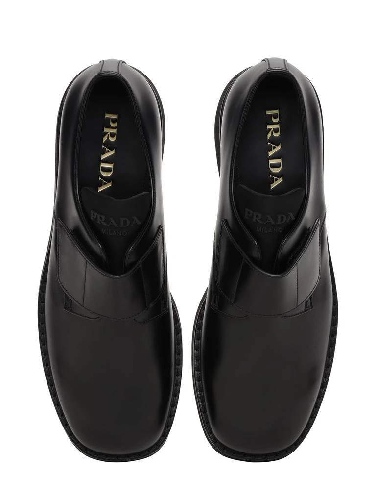 商品Prada|Brushed Leather Derby Shoes W/ Strap,价格¥7127,第4张图片详细描述