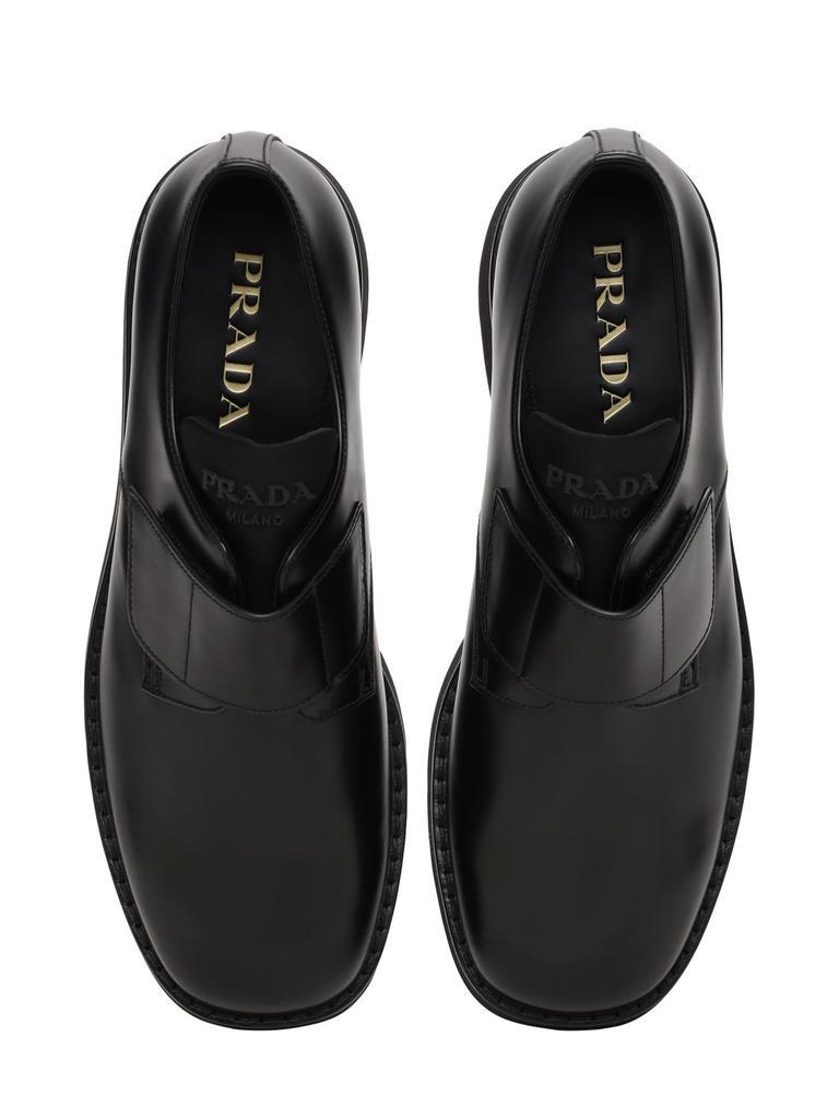 商品Prada|Brushed Leather Derby Shoes W/ Strap,价格¥6869,第6张图片详细描述