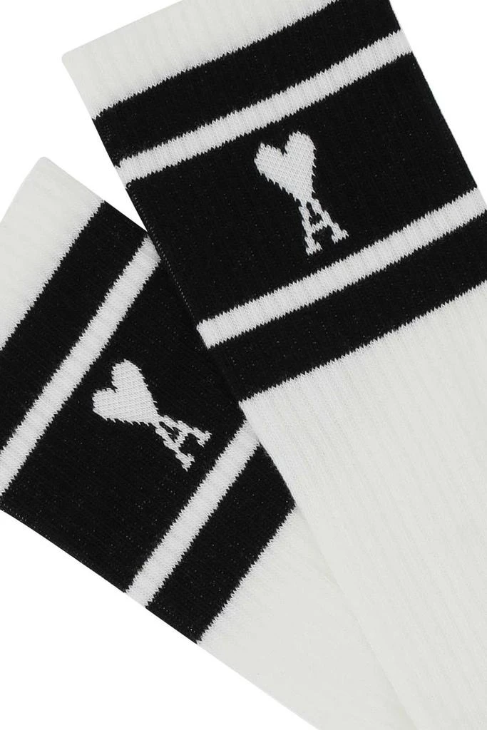 商品AMI|AMI Paris Stripes Logo Ribbed Socks,价格¥380,第2张图片详细描述