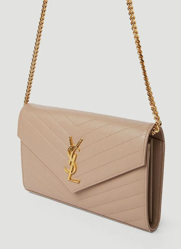 商品Yves Saint Laurent|Cassandre Matelassé Chain Wallet in Beige,价格¥15738,第4张图片详细描述