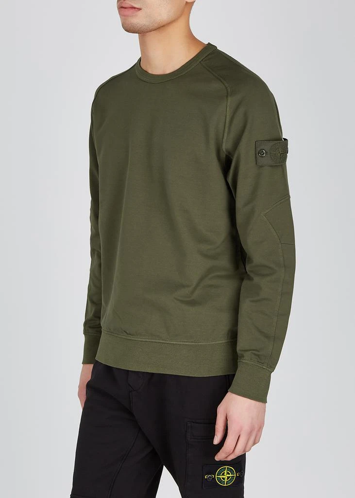 商品Stone Island|Army green cotton-jersey sweatshirt 卫衣,价格¥2181,第2张图片详细描述