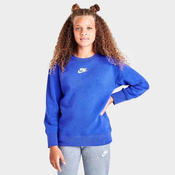 商品NIKE|Girls' Nike Club Fleece Boyfriend Crewneck Sweatshirt,价格¥186,第3张图片详细描述