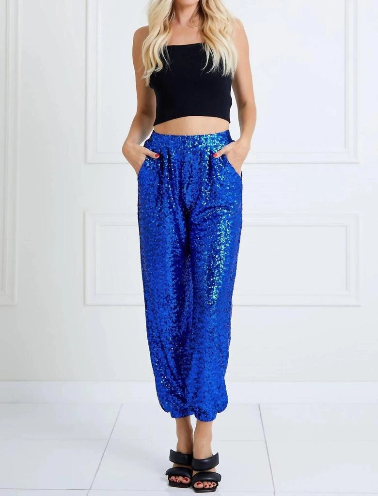商品Glam|Sequin Jogger Pants In Royal Blue,价格¥329,第1张图片