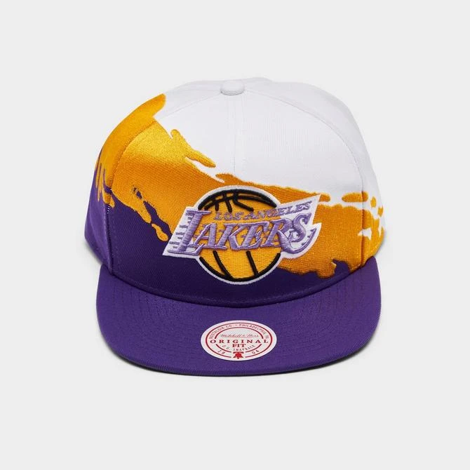 商品Mitchell and Ness|Mitchell & Ness Los Angeles Lakers NBA Paintbrush Snapback Hat,价格¥132,第2张图片详细描述
