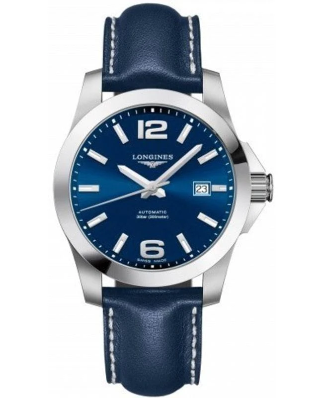 商品Longines|Longines Conquest Automatic Blue Dial Leather Strap Men's Watch L3.777.4.99.0,价格¥7794,第1张图片