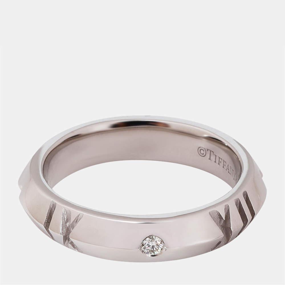 Tiffany & Co. Atlas Band 18K White Gold Diamond Ring EU 54.5商品第2张图片规格展示