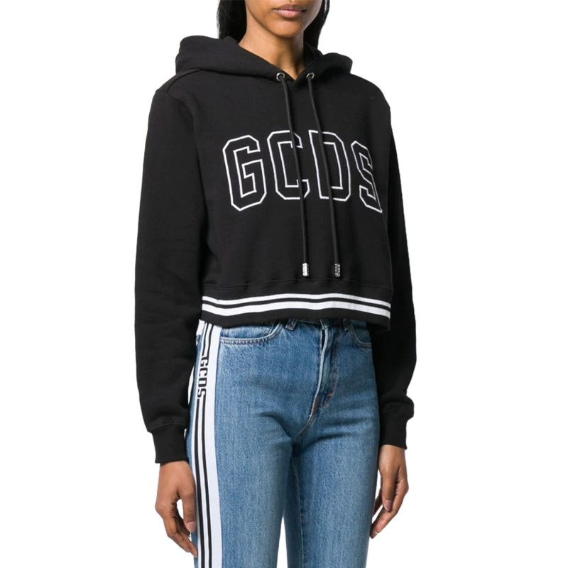 GCDS 女士黑色棉质卫衣 CC94W020071-BLACK商品第3张图片规格展示
